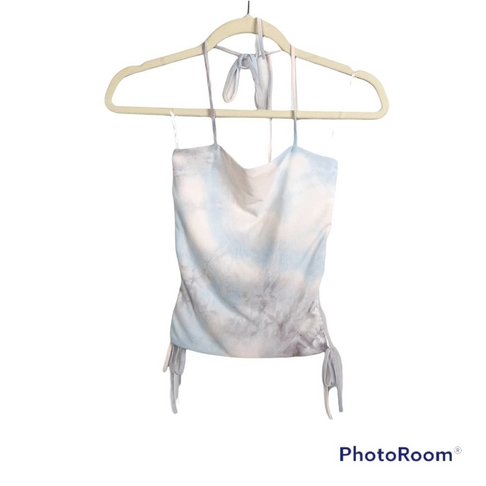 Le Lis pastel tie dye halter top with adjustable ruched sides size S NWT